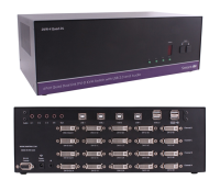 SmartAVI - DVN-4QUAD-DL - 4 Port (4 x 4) Dual-Link DVI-D KVM switch, USB 2.0, with stereo Audio support (Quad-Head KVM)