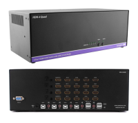 SmartAVI - HDN-4QUAD-S - 4 Port (4 x 4) quad-head HDMI KVM Switch, USB 2.0, 4K @30Hz, with stereo Audio support (Quad-Head KVM)
