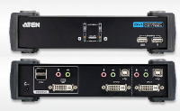 CS1762A - ATEN - 2 Port DVI & USB Desktop KVM Switch with Multimedia Audio and Mic connection (Supplied with x1 KVM Cable)