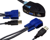 RX-NLKVM-USB2 NEW-Link  2 Port VGA & USB Micro KVM Switch with Built in USB Cables