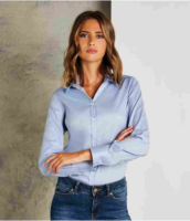 Kustom Kit Ladies Long Sleeve Tailored Stretch Oxford Shirt