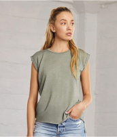 Bella Ladies Flowy Rolled Cuff Muscle T-Shirt