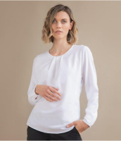 Henbury Ladies Pleat Front Long Sleeve Blouse