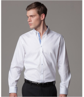 Kustom Kit Premium Long Sleeve Contrast Tailored Oxford Shirt