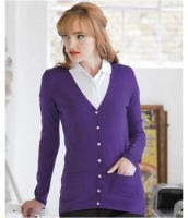 Henbury Ladies Cotton Acrylic V Neck Cardigan