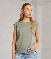 Suppliers Of Bella Ladies Flowy Rolled Cuff Muscle T-Shirt