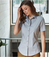Suppliers Of Premier Ladies Short Sleeve Stretch Fit Poplin Shirt