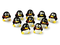 Ceramic Chilly Penguins,           14x15x11mm, Hand Painted,          Pack of 10