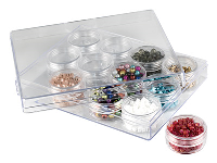 Clear Bead Storage Jar Set, 12     Medium Jars In A Clear Box