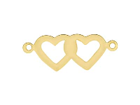 9ct Yellow Gold Double Heart       Connector 23x9mm