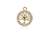 9ct Yellow Gold Tree of Life       Cubic Zirconia Set 11mm, 100%      Recycled Gold