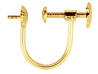 9ct Yellow Gold Ear Screw Cup And  Peg, 4mm Cup, Round Wire,          Unplannished Shank