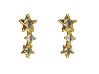 9ct Yellow Gold Triple Star        Cubic Zirconia Stud Earrings