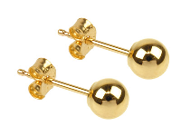 9ct Yellow Gold Pair 4mm           Light Weight Ball Studs