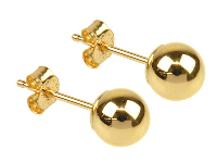 9ct Yellow Gold Pair 5mm           Light Weight Ball Studs