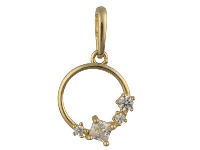 9ct Yellow Gold Circle Outline     Pendant With Cubic Zirconia