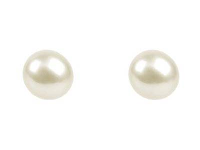 Cultured Pearl Pair Full Round     Half Drilled 7-7.5mm White         Freshwater