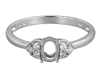 9ct White Gold Semi Set            Diamond Ring Mount Hallmarked 6    Round Total 0.10ct Centre To       Accommodate 6x4mm Oval