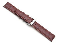 Brown Calf Ostrich Grain Watch     Strap 20mm Genuine Leather