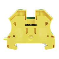 Weidmuller W Series 16mm Earth DIN Rail Terminal for TS35 Rail Single Feed Through Green/Yellow WPE16N - price per 100