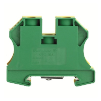Weidmuller W Series 35mm Earth DIN Rail Terminal for TS35 Rail Single Feed Through Green/Yellow WPE35N - price per 100