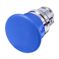 Schneider Harmony XB4 Blue 40mm Mushroom Head Pushbutton Actuator 22.5mm Spring Return Chrome Bezel