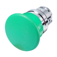 Schneider Harmony XB4 Green 40mm Mushroom Head Pushbutton Actuator 22.5mm Spring Return Chrome Bezel