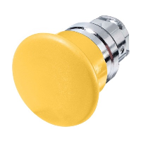 Schneider Harmony XB4 Yellow 40mm Mushroom Head Pushbutton Actuator 22.5mm Spring Return Chrome Bezel