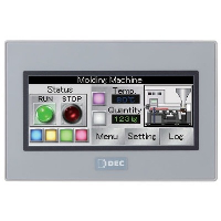 IDEC FT1A Touch HMI & PLC 3.8" TFT Screen 65K Colours Sink Input 12 I/O (8 In 4 Out) Relay Output 24VDC Silver Bezel