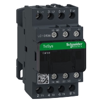 Schneider TeSys D Contactor 4 Pole 20A AC1 1 x N/C Auxiliary & 1 x N/O Auxiliary 24VDC Coil