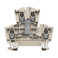 Weidmuller W Series 2.5mm Beige Double DIN Rail Terminal for TS35 Rail Double Feed Through WDK2.5V - price per 100