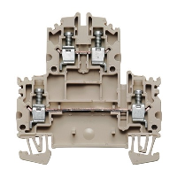 Weidmuller W Series 4mm Beige Double DIN Rail Terminal for TS35 Rail Double Feed Through WDK4N - price per 100