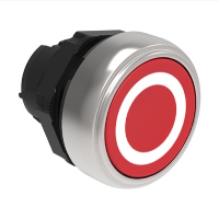 Lovato Platinum Red Flush Pushbutton with 'O' Actuator 22.5mm Spring Return