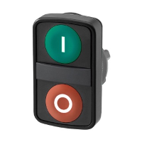 Schneider Harmony XB5 Green Flush/Red Flush Double Pushbutton Actuator 22.5mm Spring Return Dark Grey Plastic Bezel
