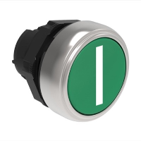 Lovato Platinum Green Flush Pusbutton with 'I' Actuator 22.5mm Spring Return