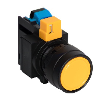 IDEC HW Yellow Flush Pushbutton with 1 x Normally Open Contact 22.5mm Spring Return Black Bezel