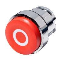 Schneider Harmony XB4 Red Projecting Pushbutton Actuator with 'O' symbol 22.5mm Spring Return Chrome Bezel