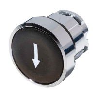Schneider Harmony XB4 Black Flush Pushbutton Actuator with 'White Arrow' 22.5mm Spring Return Chrome Bezel