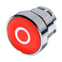 Schneider Harmony XB4 Red Flush Pushbutton Actuator with 'O' symbol 22.5mm Spring Return Chrome Bezel