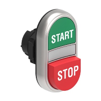 Lovato Platinum Green Flush/Red Projecting Double Pushbutton Actuator 22.5mm Spring Return