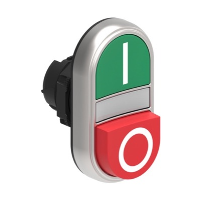 Lovato Platinum Green Flush/Red Projecting Double Pushbutton Actuator 22.5mm Spring Return