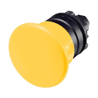 Schneider Harmony XB5 Yellow 40mm Mushroom Head Pushbutton Actuator 22.5mm Spring Return Dark Grey Plastic Bezel
