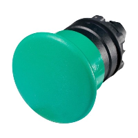 Schneider Harmony XB5 Green 40mm Mushroom Head Pushbutton Actuator 22.5mm Spring Return Dark Grey Plastic Bezel