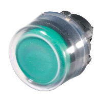 Schneider Harmony XB5 Green Extended Pushbutton Actuator with Clear Boot 22.5mm Spring Return Dark Grey Plastic