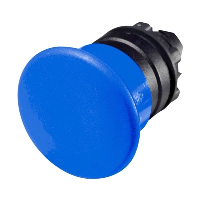 Schneider Harmony XB5 Blue 40mm Mushroom Head Pushbutton Actuator 22.5mm Spring Return Dark Grey Plastic Bezel