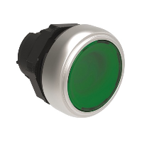 Lovato Platinum Illuminated Green Flush Pushbutton Actuator 22.5mm Spring Return