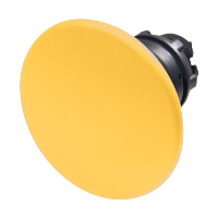 Schneider Harmony XB5 Yellow 60mm Mushroom Head Pushbutton Actuator 22.5mm Spring Return Dark Grey Plastic Bezel