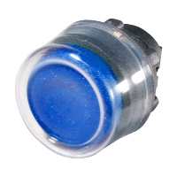 Schneider Harmony XB5 Blue Extended Pushbutton Actuator with Clear Boot 22.5mm Spring Return Dark Grey Plastic