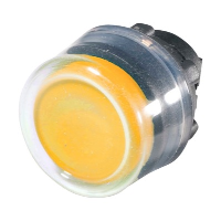 Schneider Harmony XB5 Yellow Extended Pushbutton Actuator with Clear Boot 22.5mm Spring Return Dark Grey Plastic