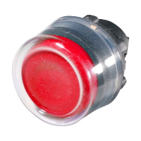 Schneider Harmony XB5 Red Extended Pushbutton Actuator with Clear Boot 22.5mm Spring Return Dark Grey Plastic